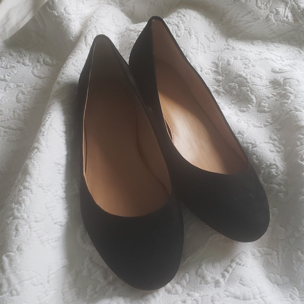 J Crew skimmer flats black suede